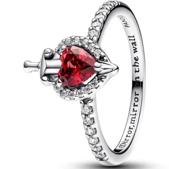 Pandora Silver and Red Heart Ring - Picture 3 of 3